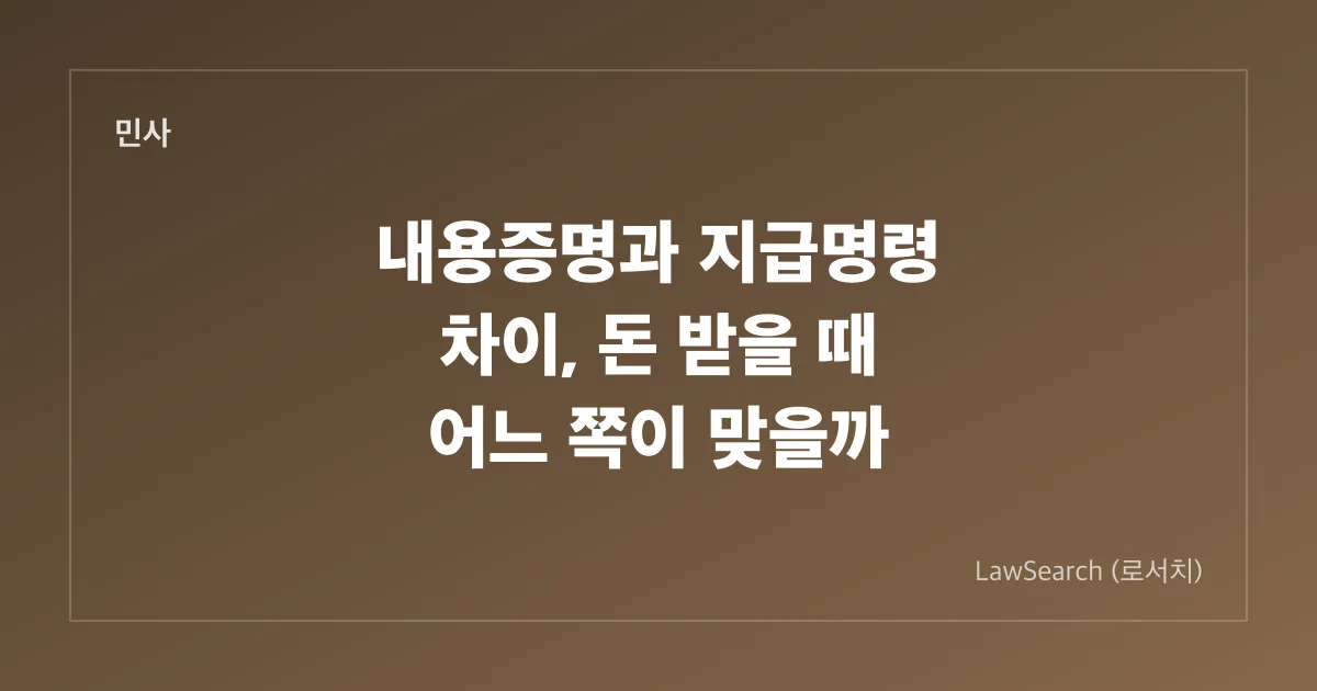 내용증명과 지급명령 차이, 돈 받을 때 어느 쪽이 맞을까