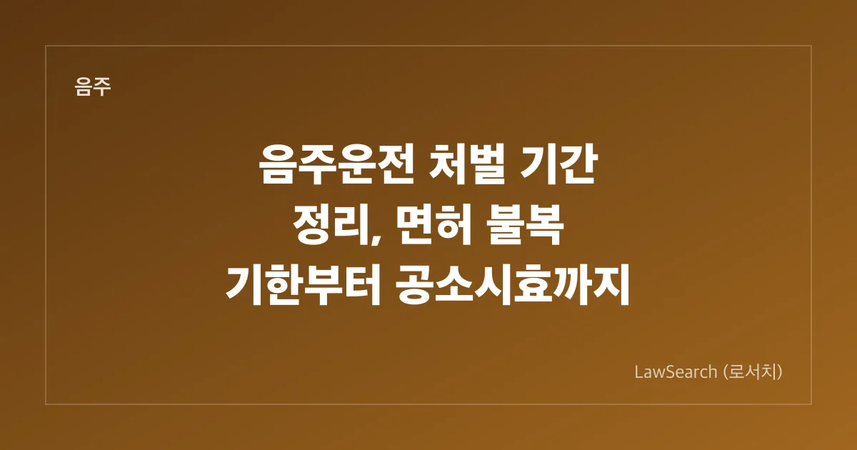 음주운전 처벌 기간 정리, 면허 불복 기한부터 공소시효까지