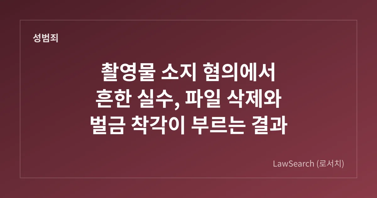 촬영물 소지 혐의에서 흔한 실수, 파일 삭제와 벌금 착각이 부르는 결과
