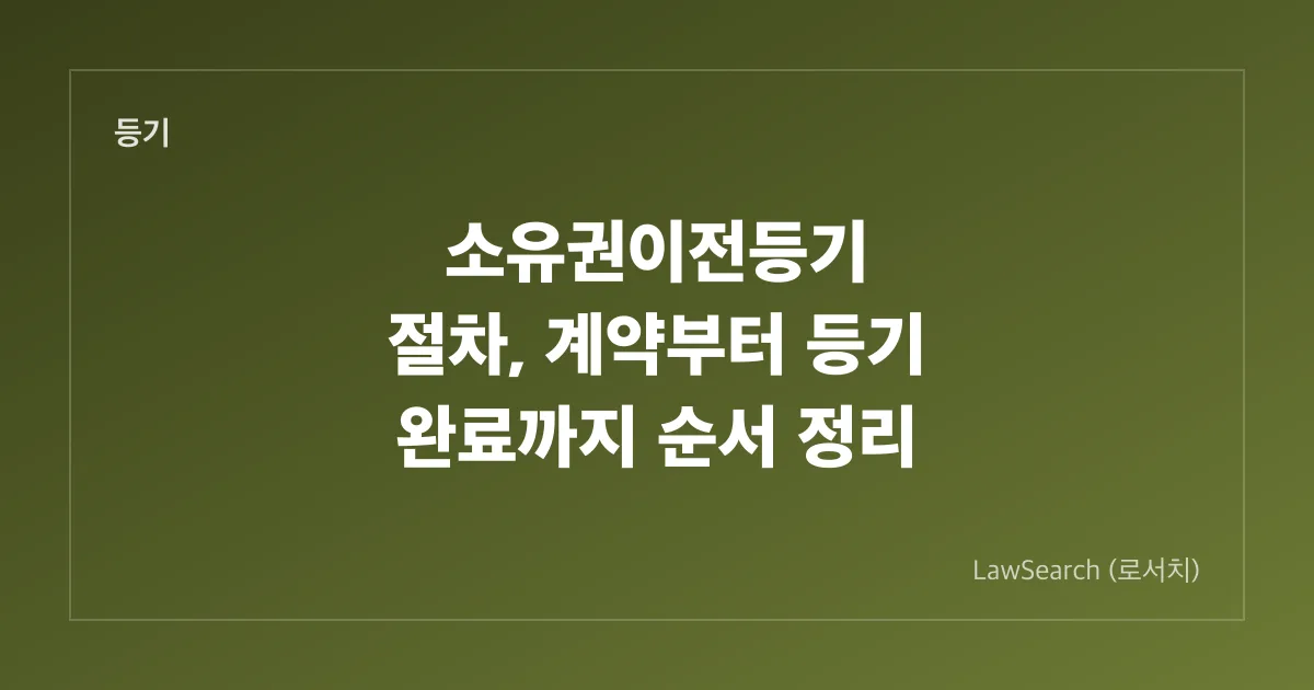 소유권이전등기 절차, 계약부터 등기 완료까지 순서 정리
